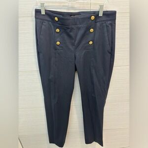 Navy Avery Banana Republic mid rise cropped trouser, size 4 long